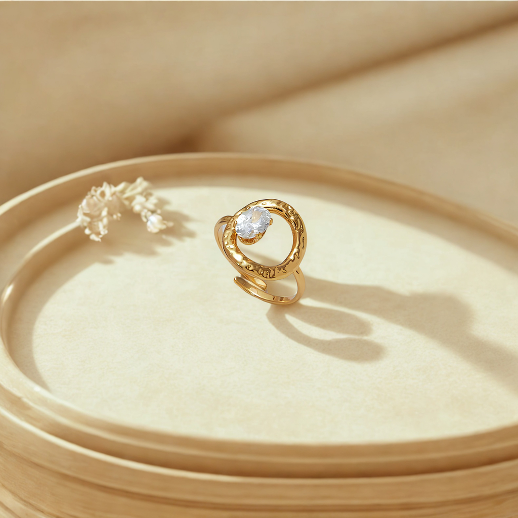 EQUILIBRIO - anello regolabile con zircone ovale